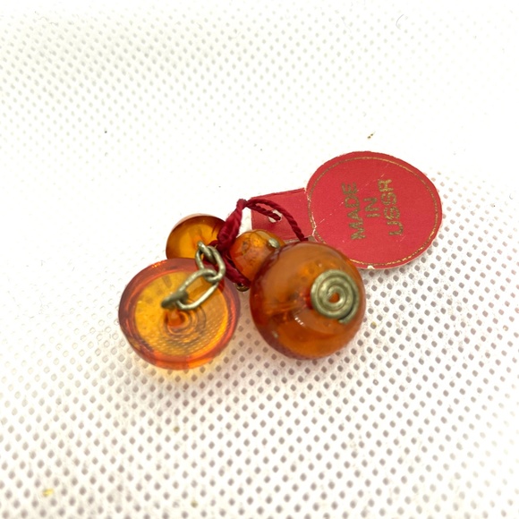 NWT Genuine Vintage Baltic Amber Cufflinks 1960s - Picture 2 of 10